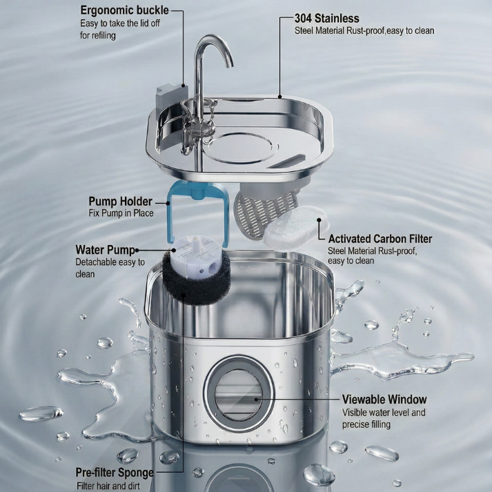 Glowin Stainless Steel Water Fountain